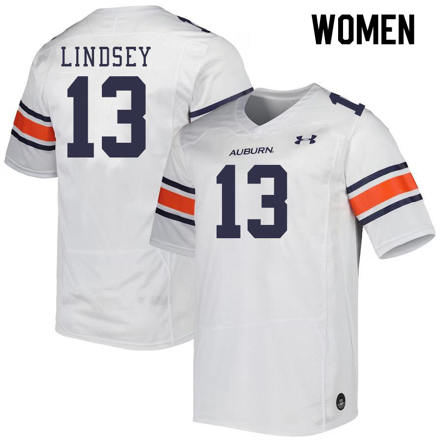 Women #13 T.J. Lindsey Auburn Tigers College Football Jerseys Stitched-White